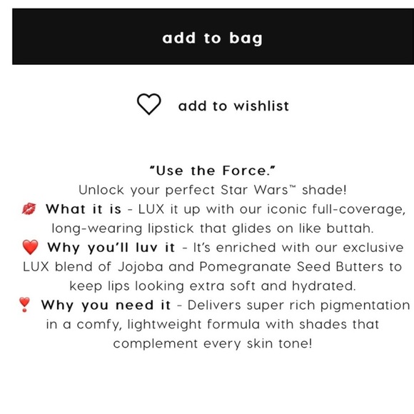 Surrender ColourPop Star Wars
Crème Lux Lipstick - Picture 11 of 11